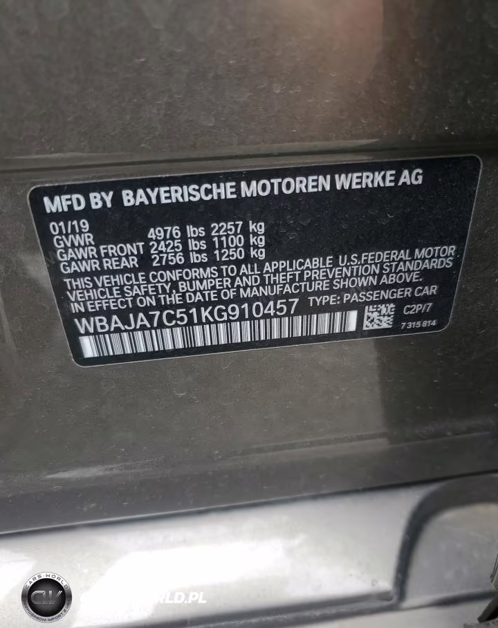 2019 BMW 530 Xi VIN:WBAJA7C51KG910457 - 12