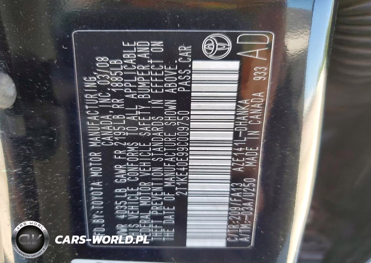 2009 Toyota Corolla Matrix S VIN:2T1KE40E99C009750 - 13