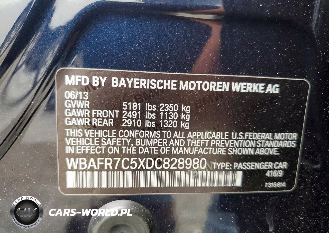 2013 BMW 535 I VIN:WBAFR7C5XDC828980 - 13
