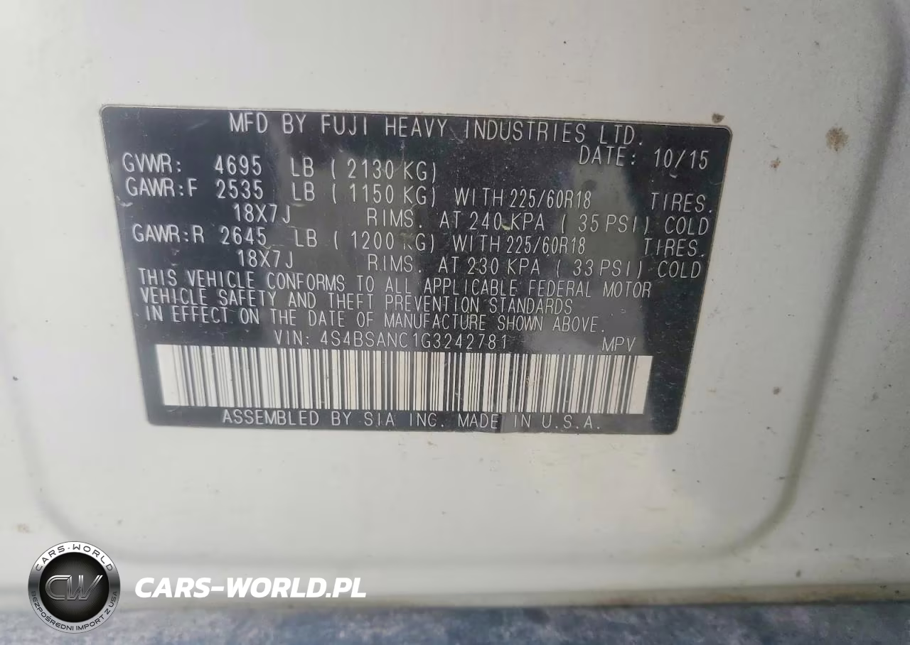2016 Subaru Outback 2.5I Limited VIN:4S4BSANC1G3242781 - 13