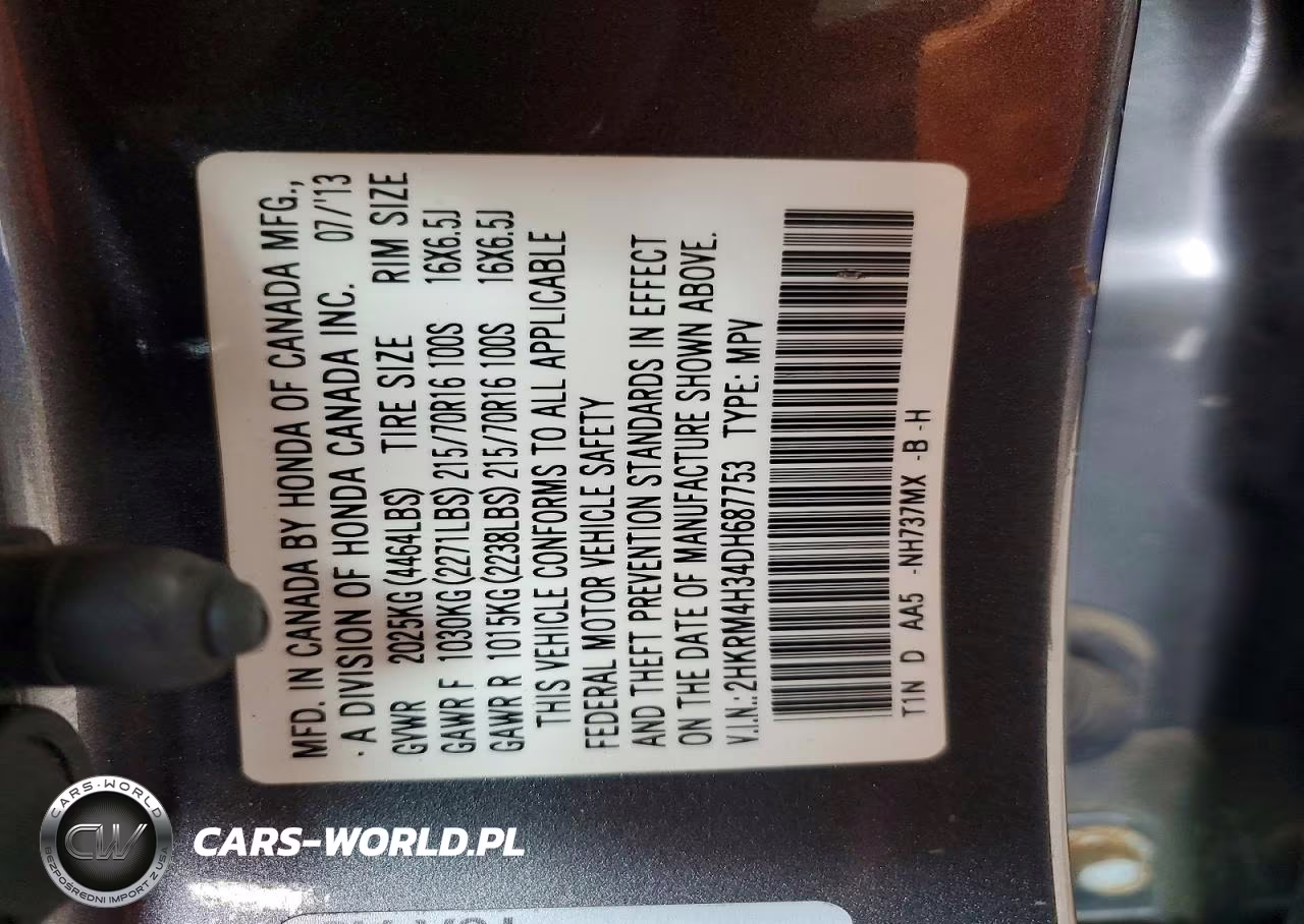 2013 Honda Cr-V Lx VIN:2HKRM4H34DH687753 - 13