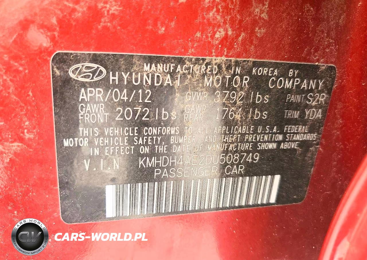 2013 Hyundai Elantra Limited VIN:KMHDH4AE2DU508749 - 12