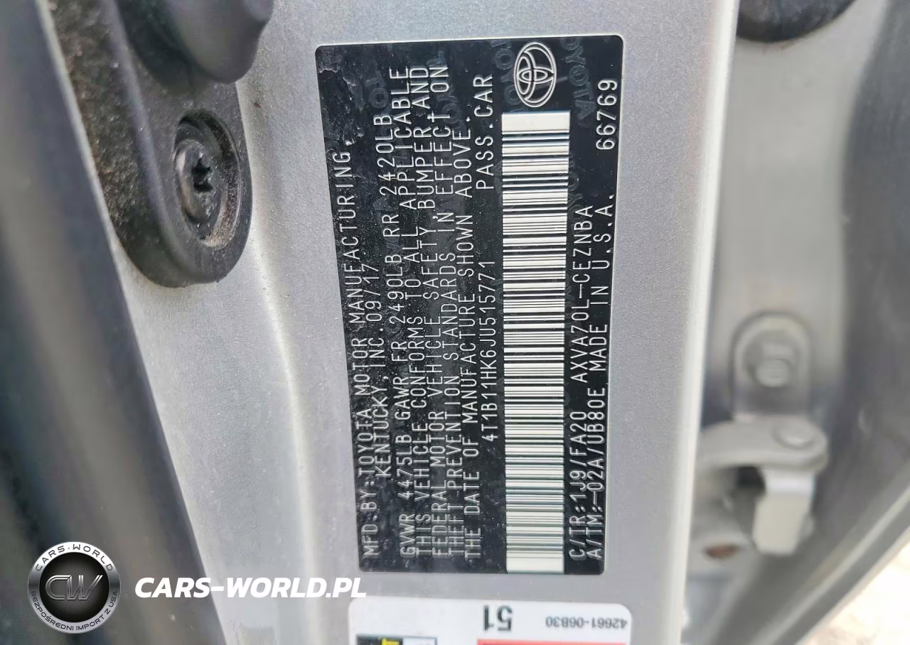 2018 Toyota Camry Le VIN:4T1B11HK6JU515771 - 12