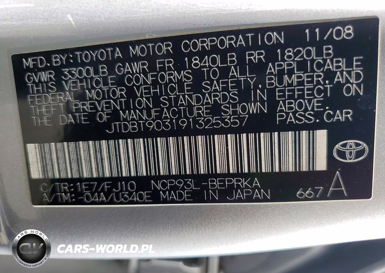 2009 Toyota Yaris Base VIN:JTDBT903191325357 - 13