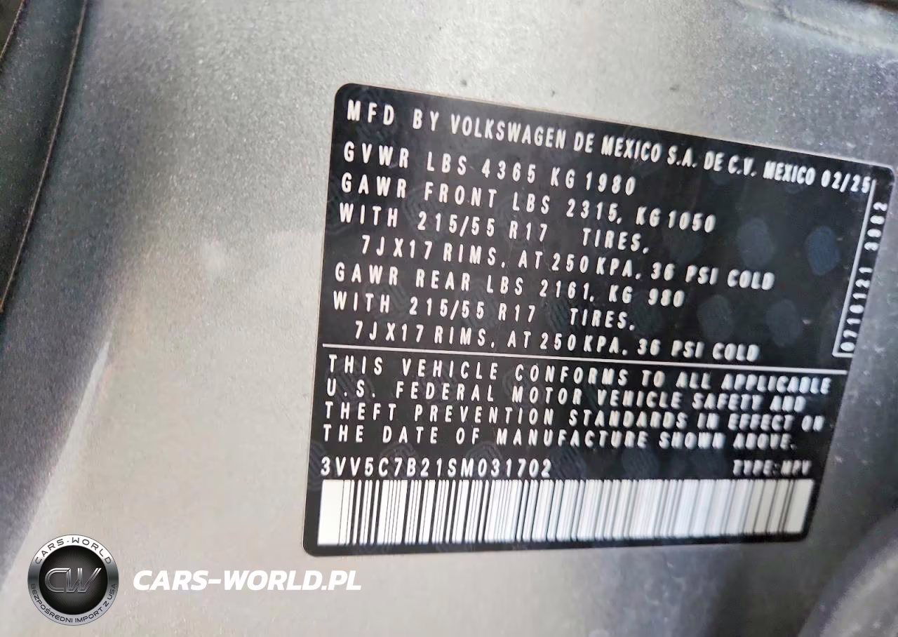 2025 Volkswagen Taos S VIN:3VV5C7B21SM031702 - 13