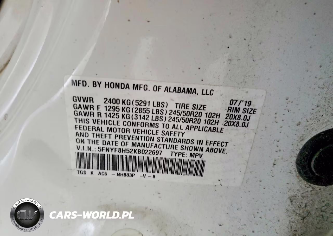 2019 Honda Passport Exl VIN:5FNYF8H52KB022697 - 13