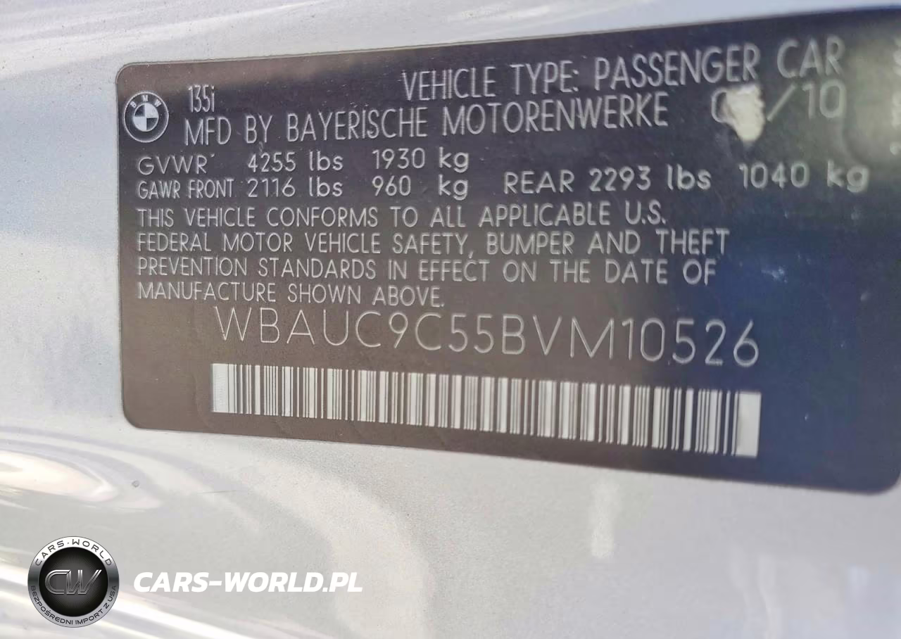 2011 BMW 135 I VIN:WBAUC9C55BVM10526 - 13
