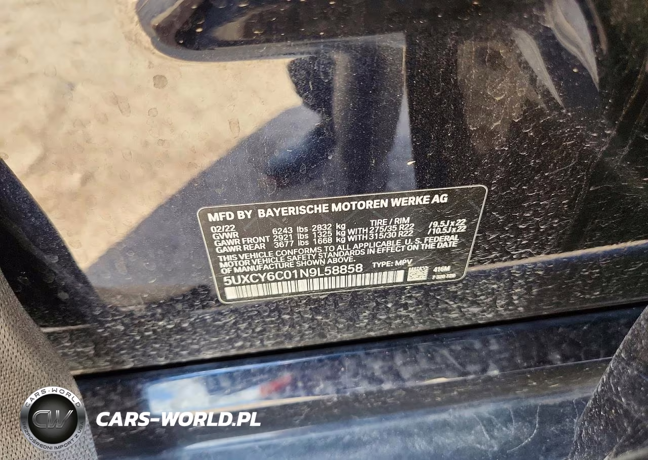 2022 BMW X6 xDrive40I VIN:5UXCY6C01N9L58858 - 12