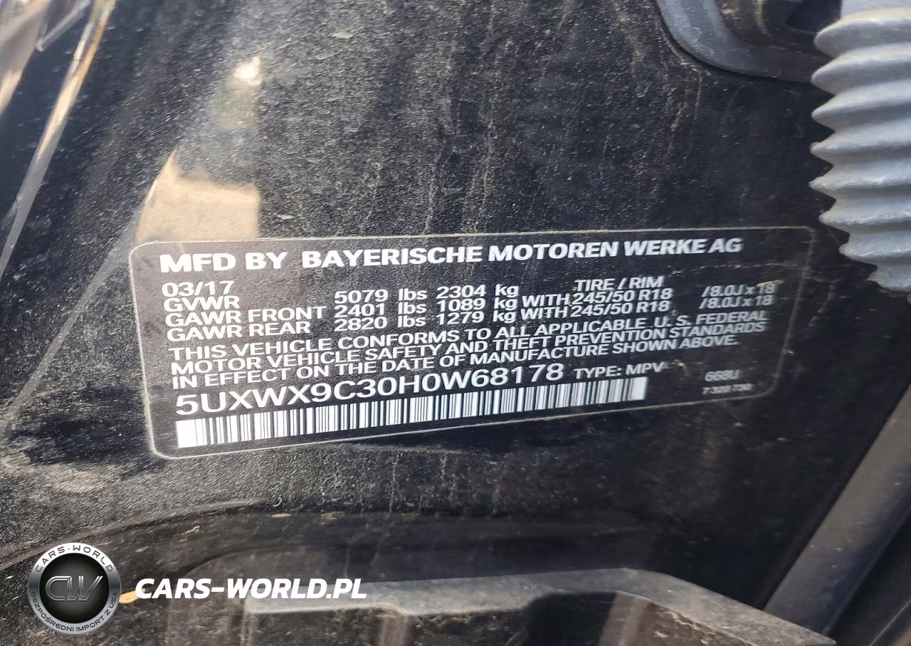 2017 BMW X3 xDrive28I VIN:5UXWX9C30H0W68178 - 13