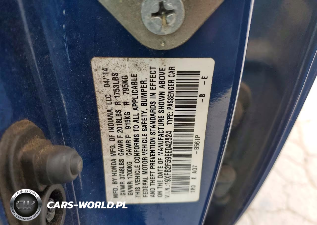 2014 Honda Civic Lx VIN:19XFB2F59EE042524 - 12