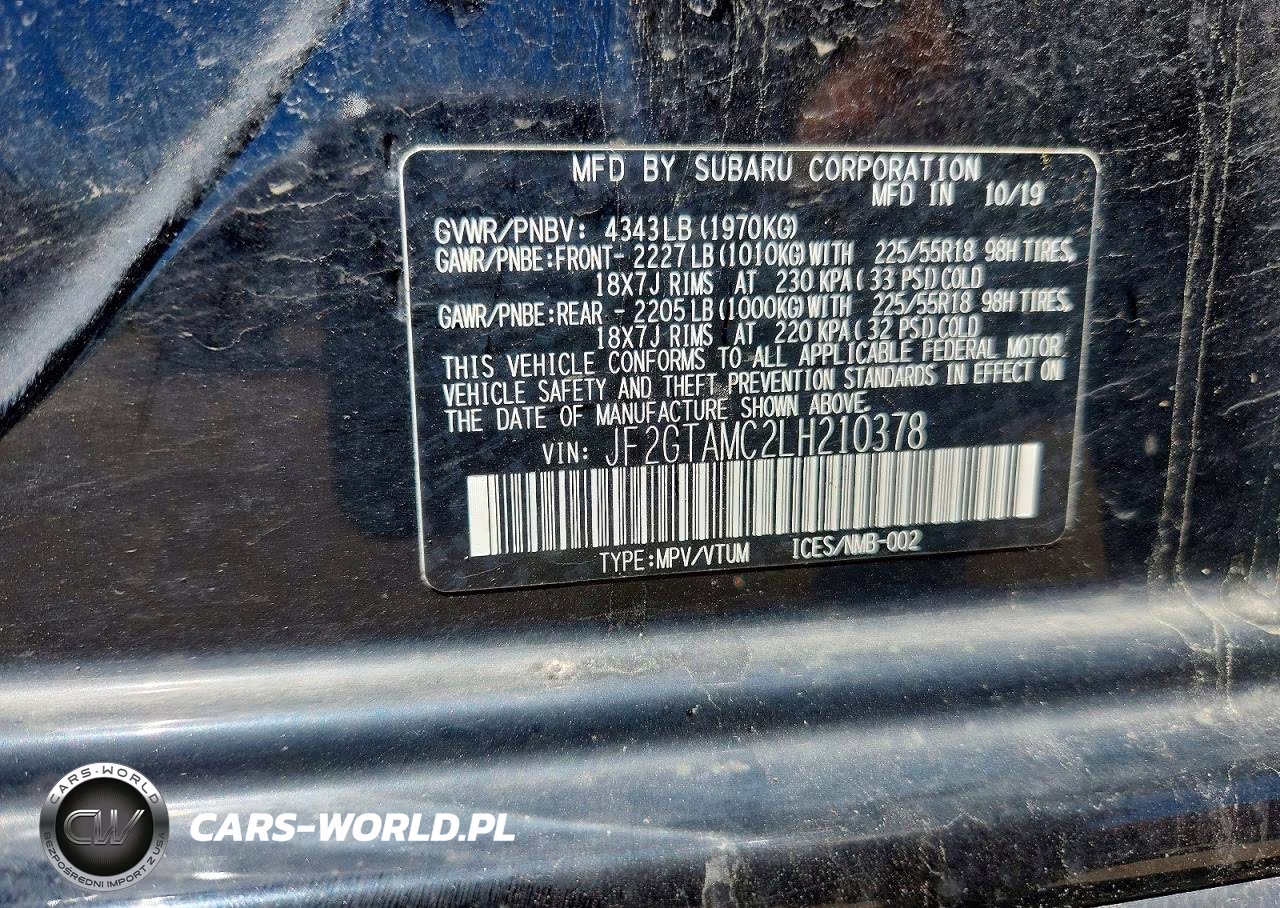 2020 Subaru Crosstrek Limited VIN:JF2GTAMC2LH210378 - 12