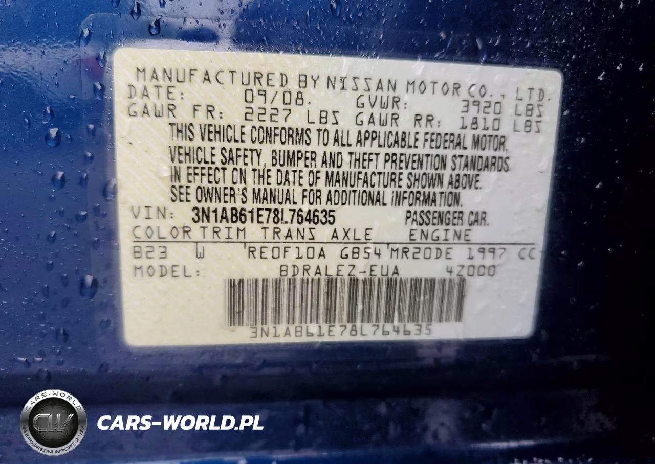 2008 Nissan Sentra 2.0 VIN:3N1AB61E78L764635 - 12