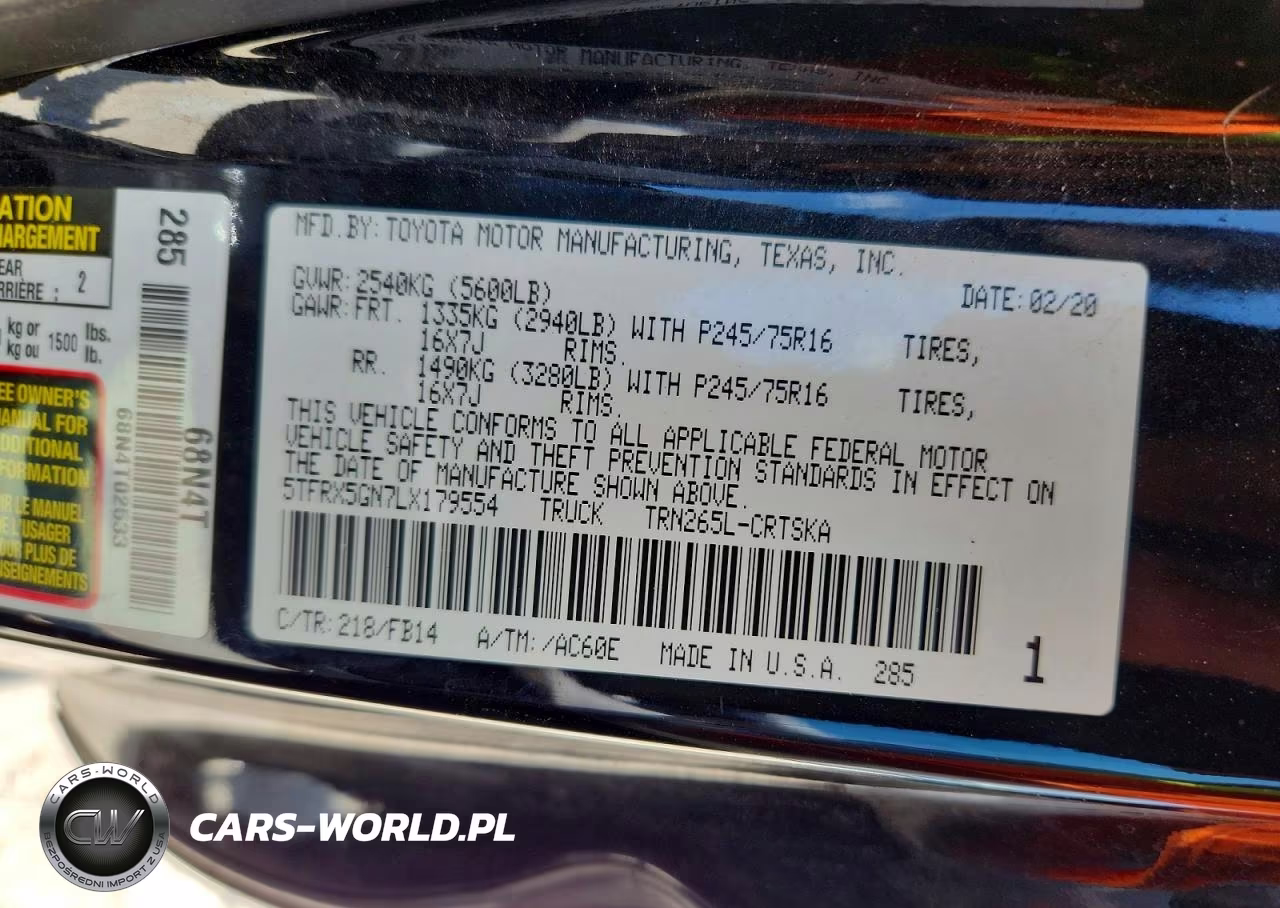 2020 Toyota Tacoma Sr VIN:5TFRX5GN7LX179554 - 12