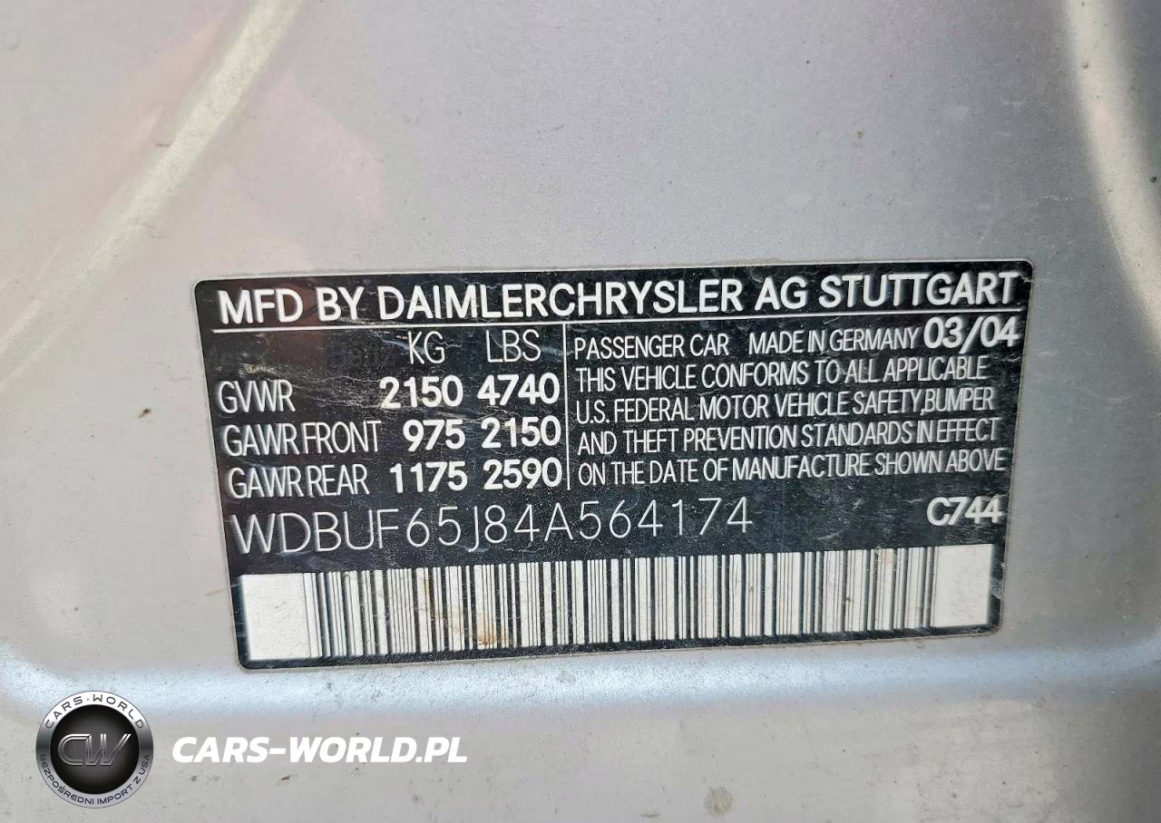 2004 Mercedes-Benz E 320 VIN:WDBUF65J84A564174 - 12
