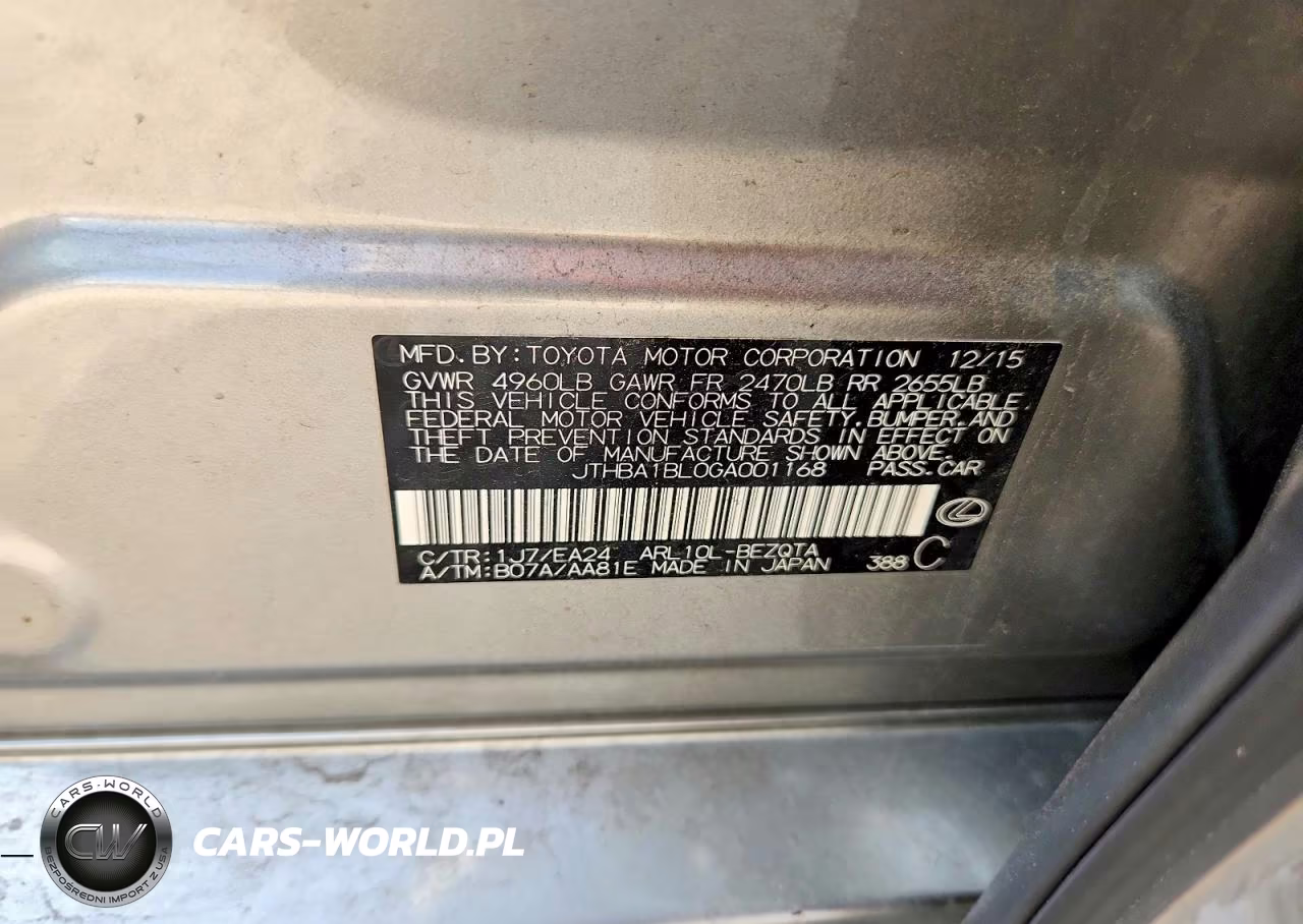2016 Lexus Gs 200T Base VIN:JTHBA1BL0GA001168 - 12
