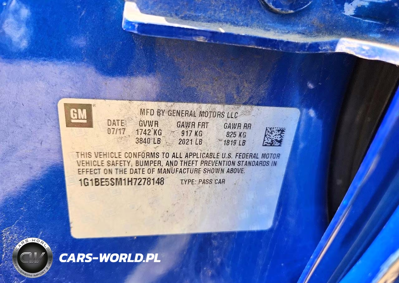 2017 Chevrolet Cruze Lt VIN:1G1BE5SM1H7278148 - 12