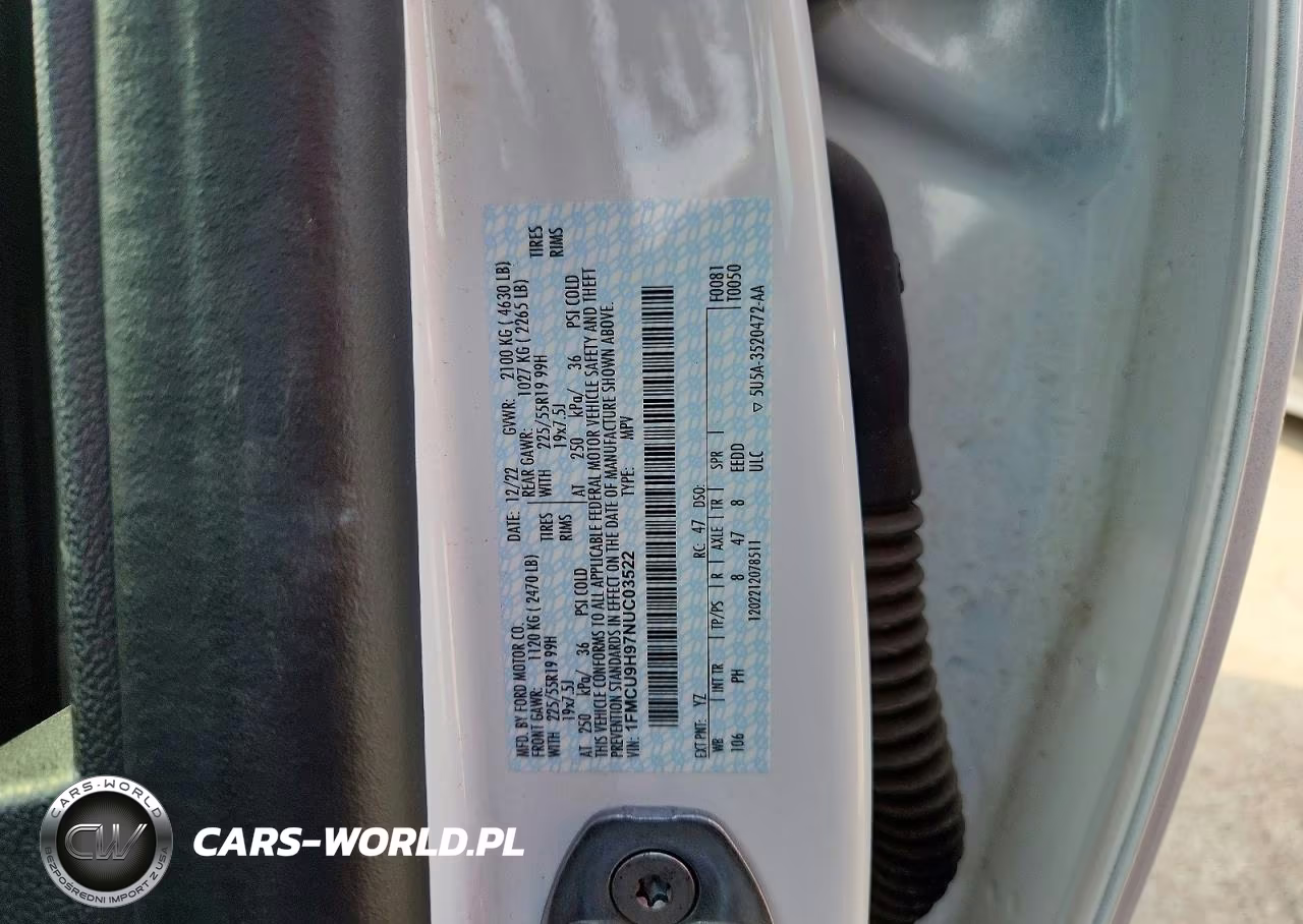 2022 Ford Escape Sel VIN:1FMCU9H97NUC03522 - 12