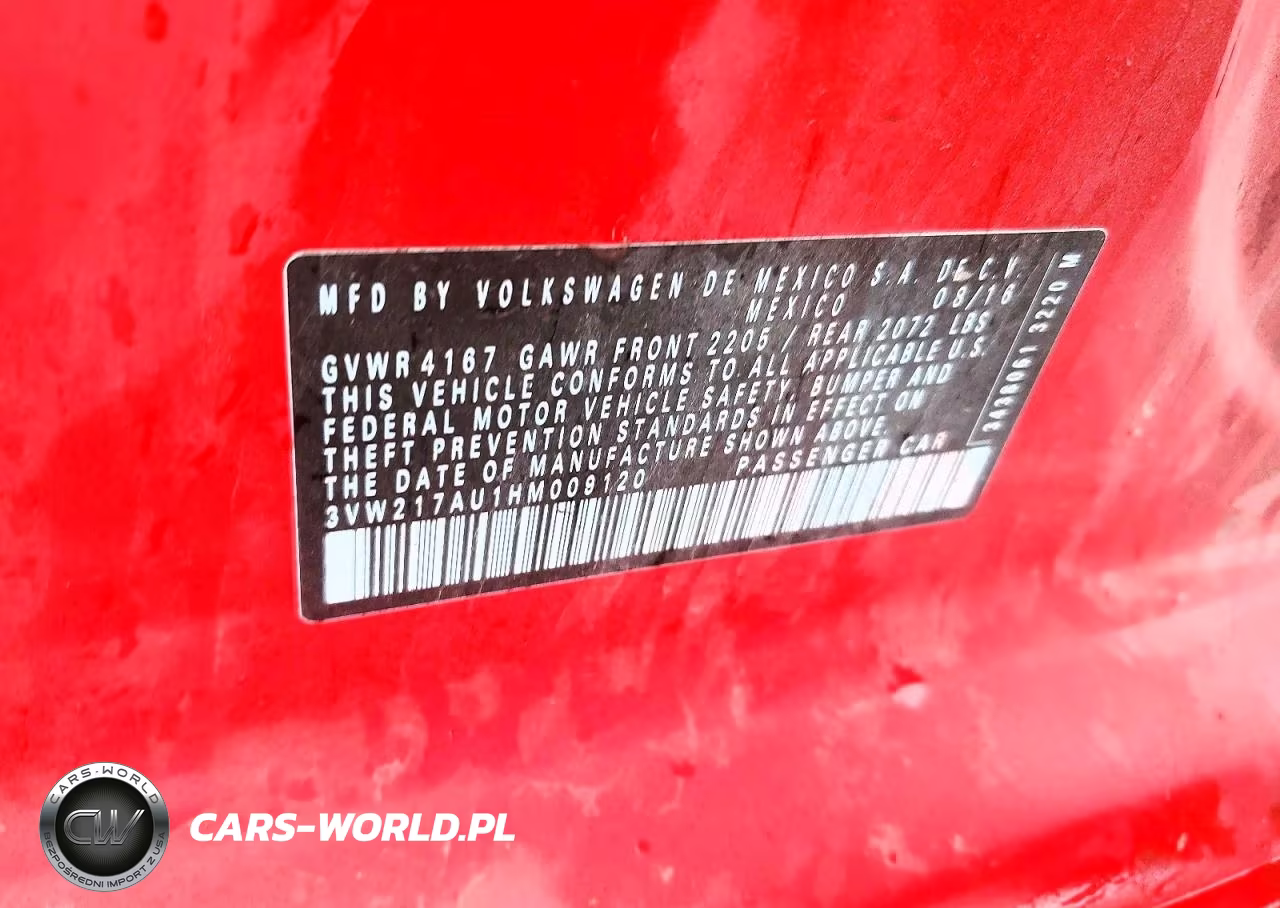 2017 Volkswagen Golf S VIN:3VW217AU1HM009120 - 13