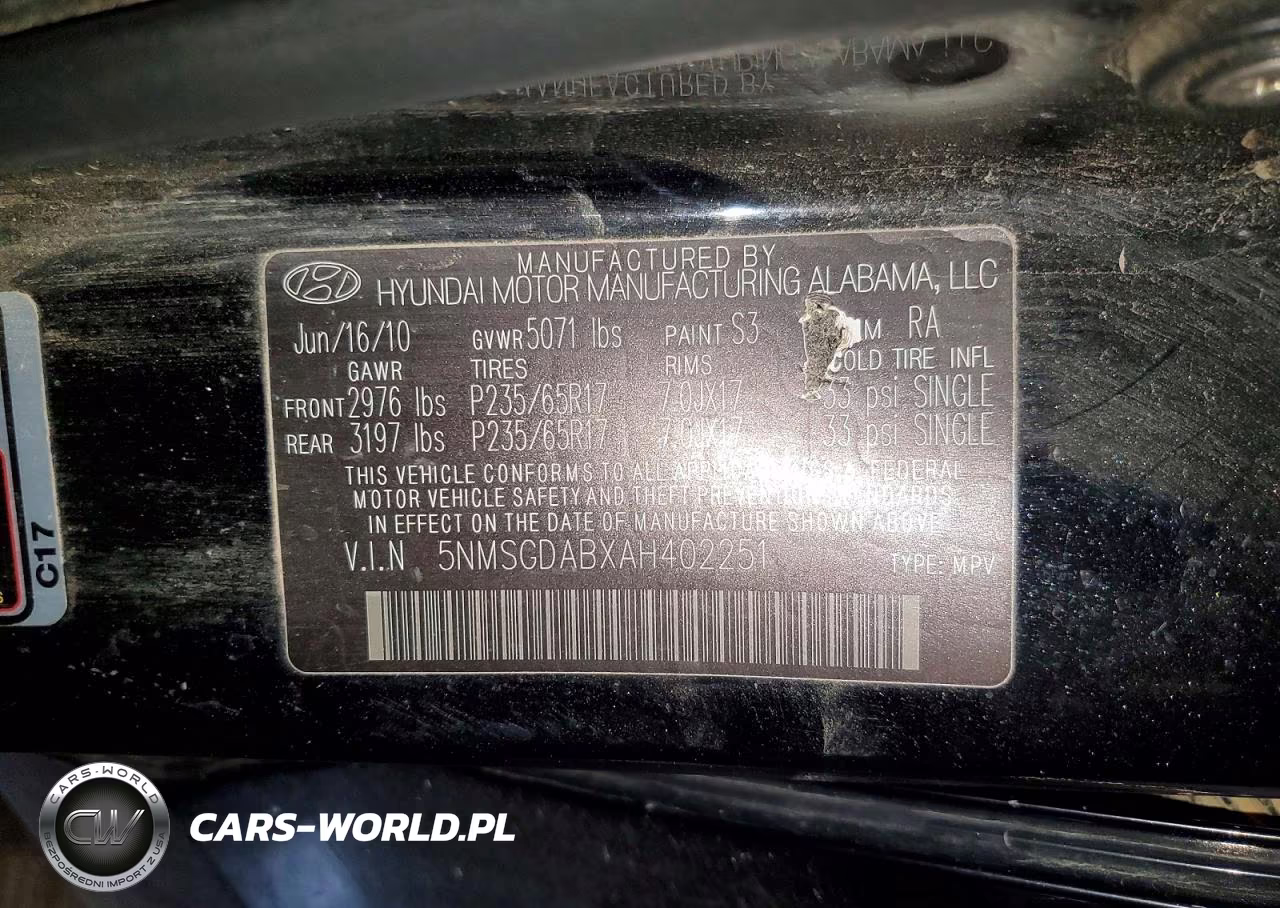 2010 Hyundai Santa Fe Gls VIN:5NMSGDABXAH402251 - 13
