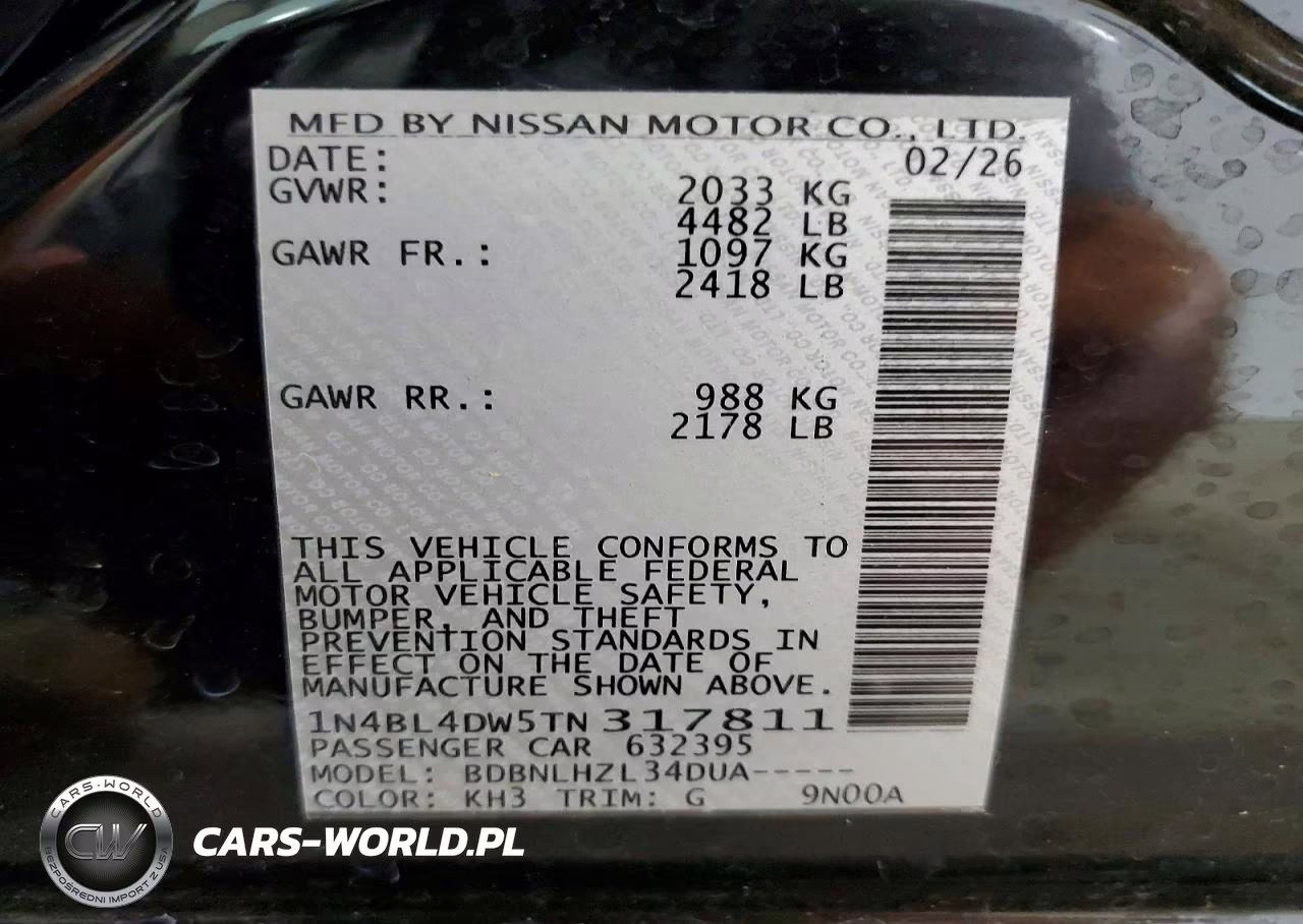 2026 Nissan Altima Sv VIN:1N4BL4DW5TN317811 - 12