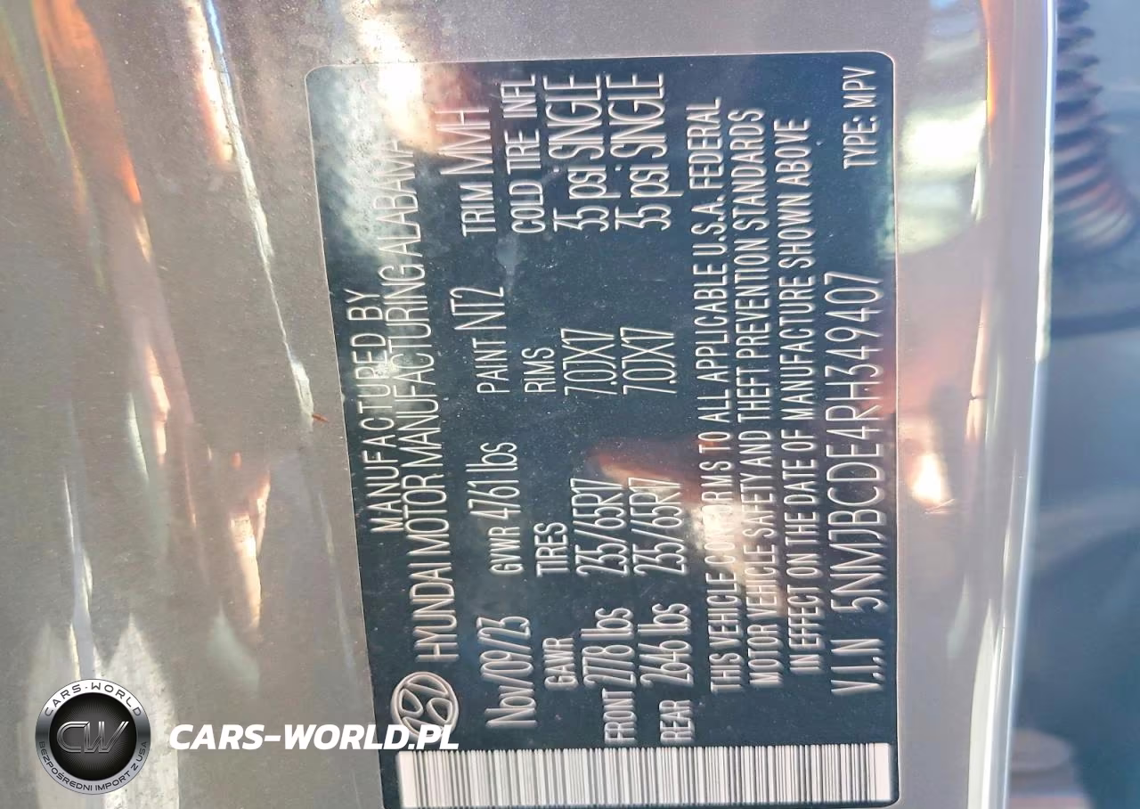 2024 Hyundai Tucson Sel VIN:5NMJBCDE4RH349407 - 13