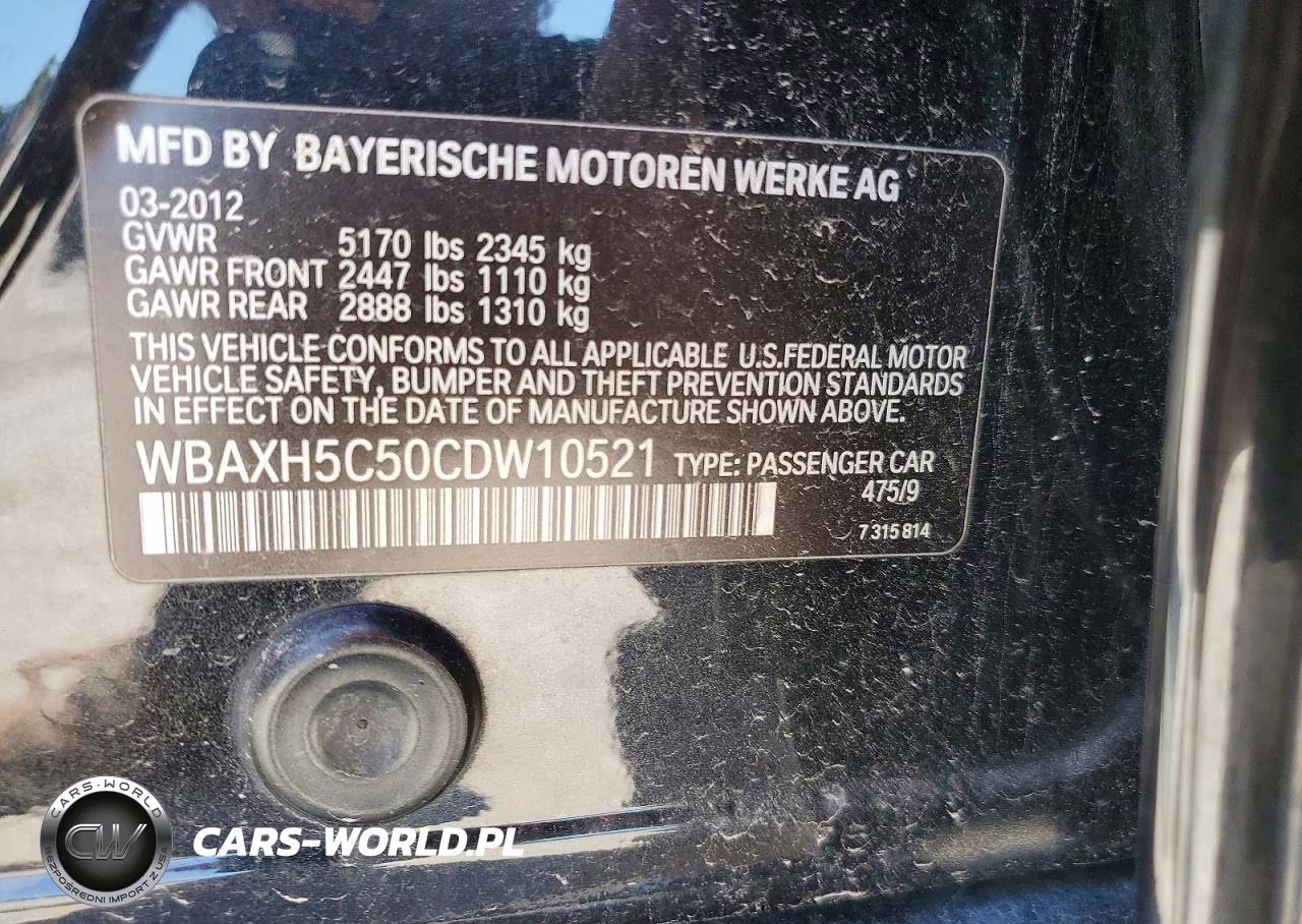 2012 BMW 528 Xi VIN:WBAXH5C50CDW10521 - 12