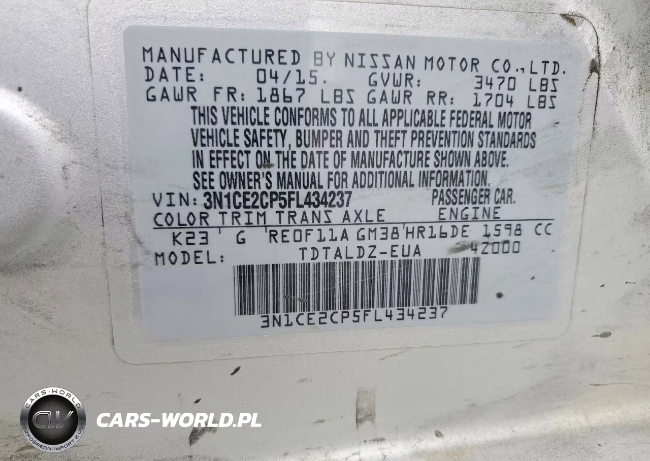 2015 Nissan Versa Note Sv VIN:3N1CE2CP5FL434237 - 12