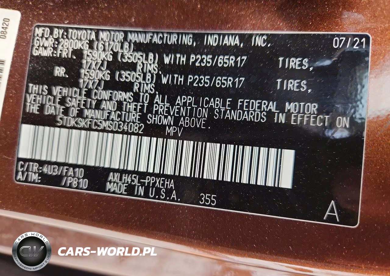2021 Toyota Sienna Le VIN:5TDKSKFC5MS034082 - 14