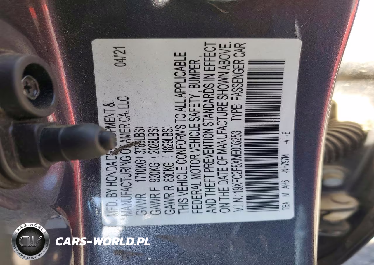 2021 Honda Civic Sport VIN:19XFC2F8XME003253 - 12