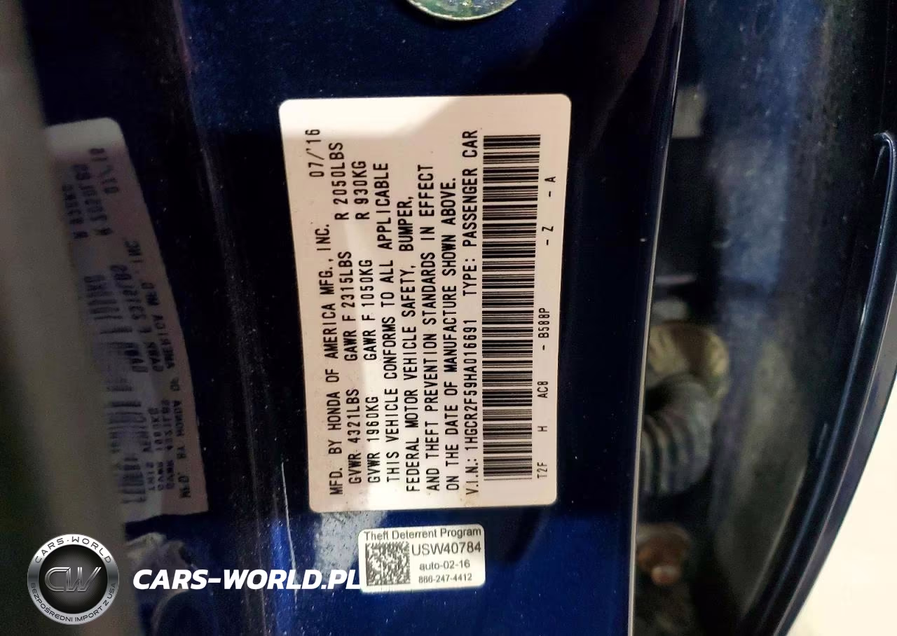 2017 Honda Accord Sport VIN:1HGCR2F59HA016691 - 12