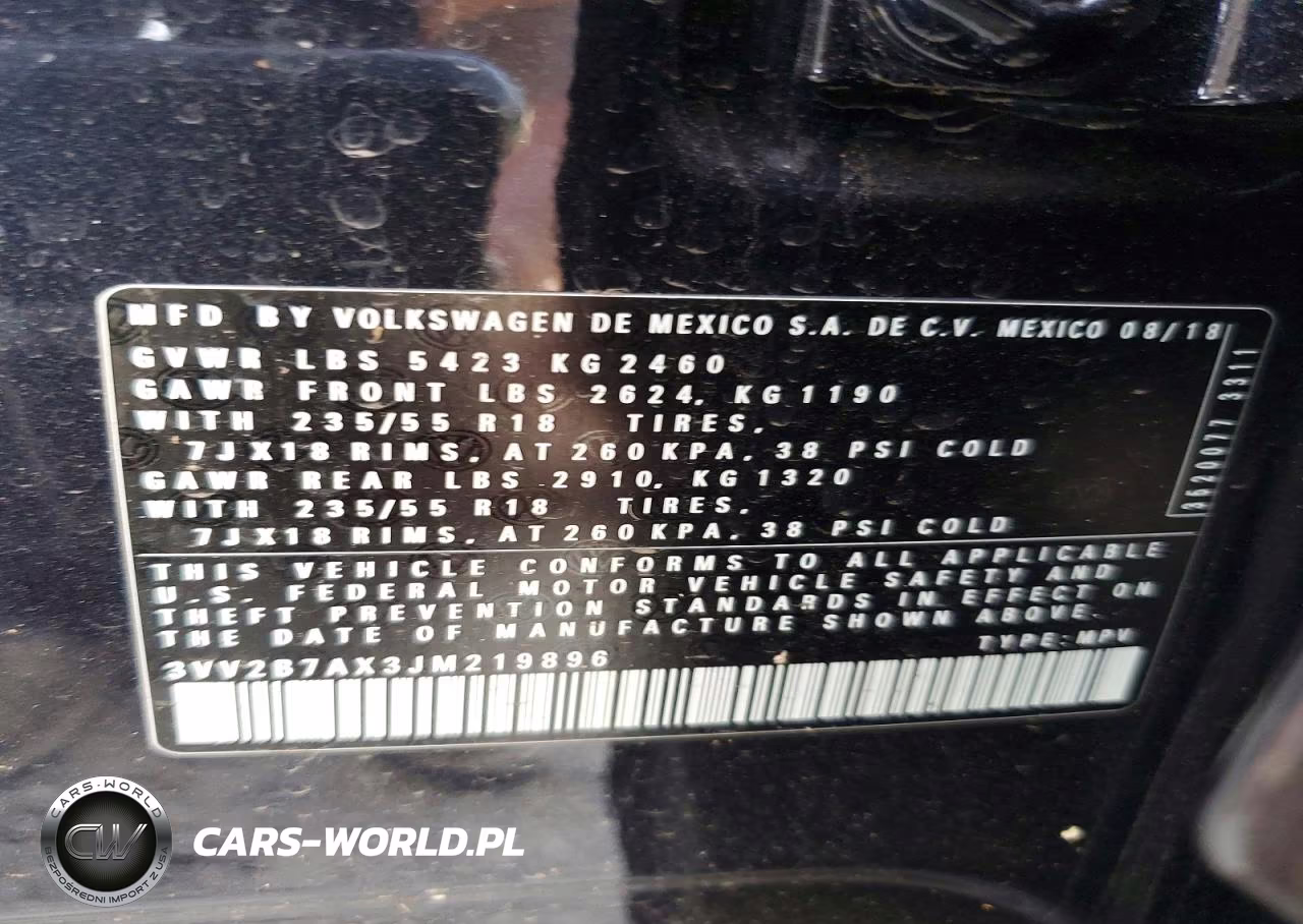 2018 Volkswagen Tiguan Se VIN:3VV2B7AX3JM219896 - 13