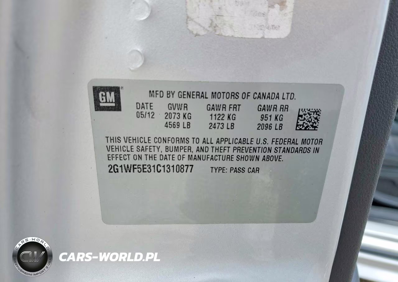 2012 Chevrolet Impala Ls VIN:2G1WF5E31C1310877 - 12