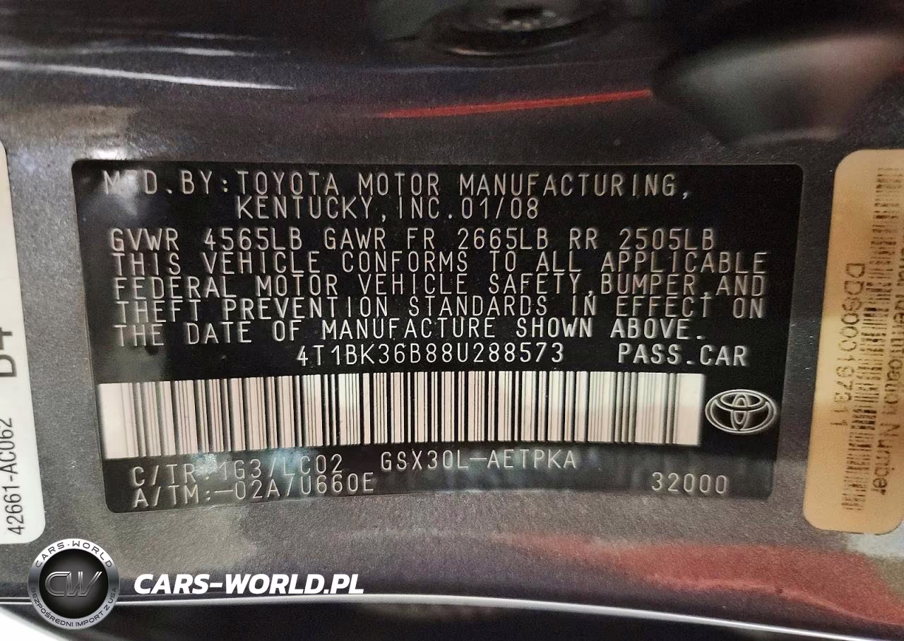 2008 Toyota Avalon Limited VIN:4T1BK36B88U288573 - 12