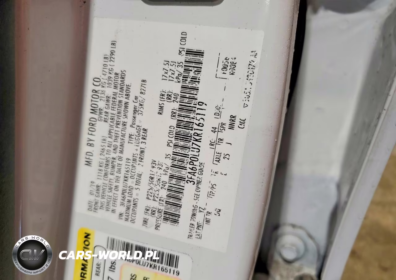 2019 Ford Fusion Se VIN:3FA6P0LU7KR165119 - 12