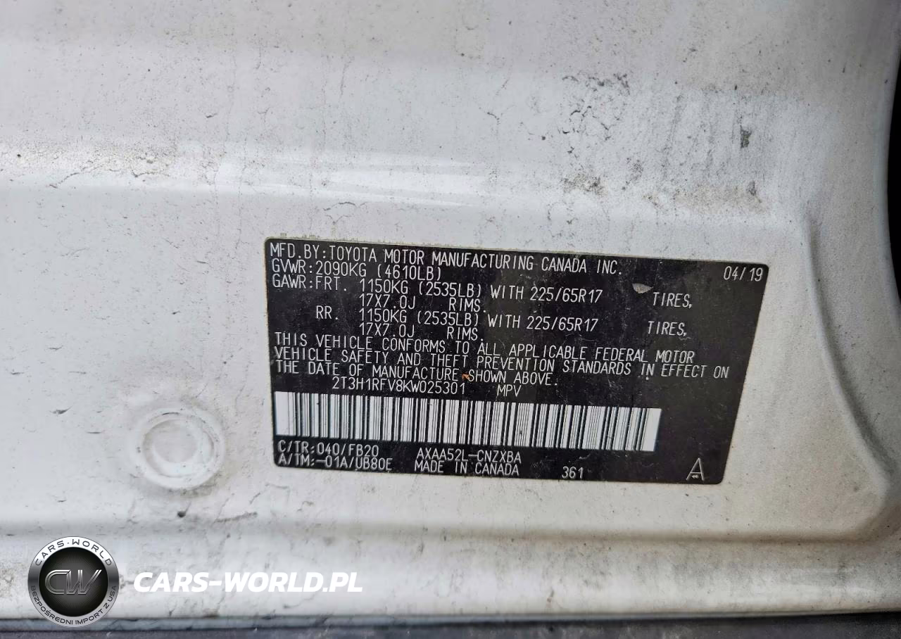 2019 Toyota Rav4 Le VIN:2T3H1RFV8KW025301 - 13