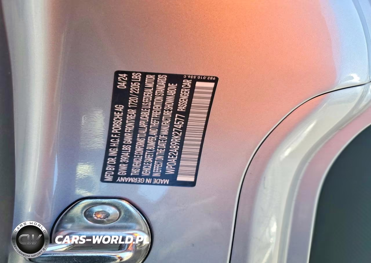2024 Porsche Cayman Gt4 Rs VIN:WP0AE2A89RK274577 - 12