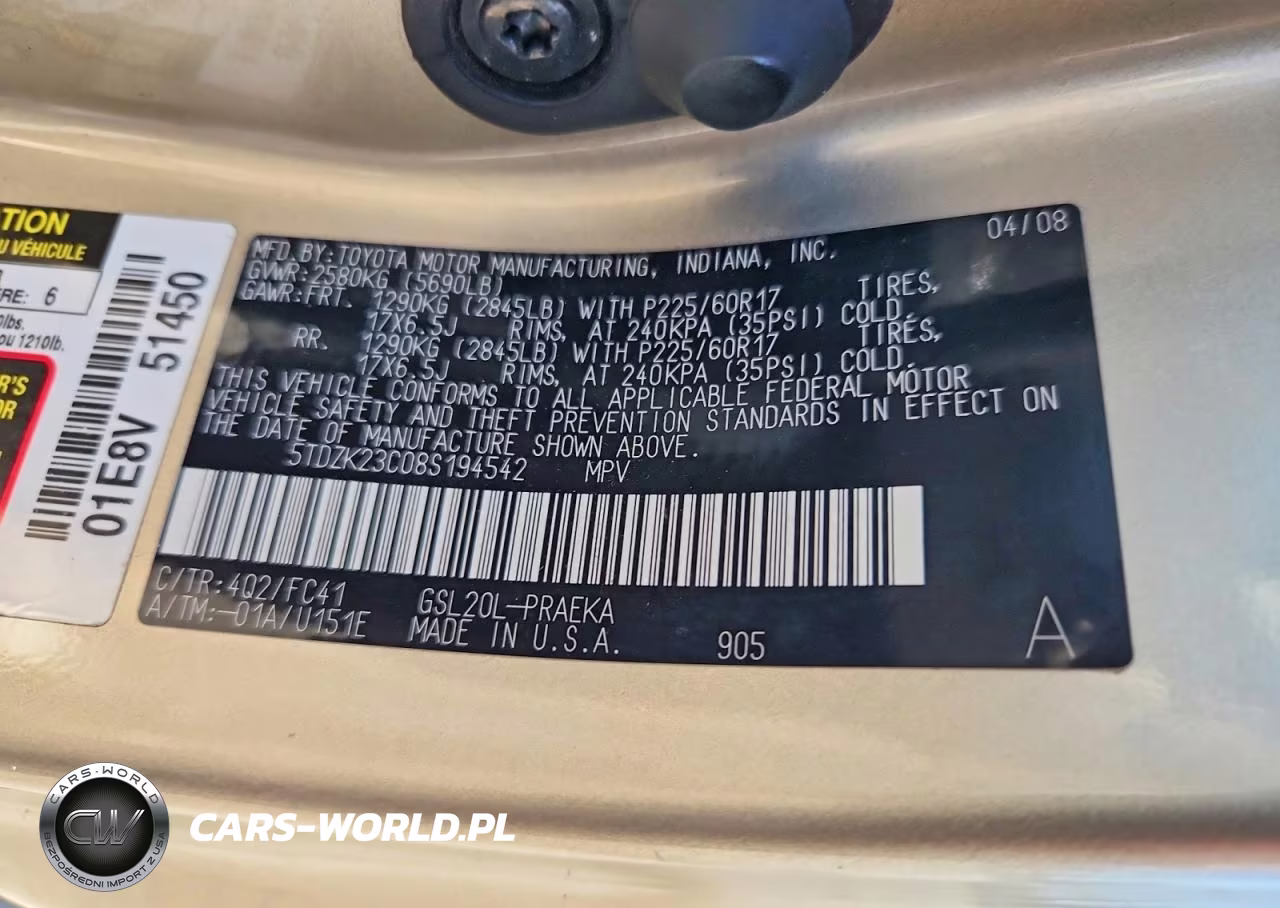 2008 Toyota Sienna Le 8-Passenger VIN:5TDZK23C08S194542 - 12