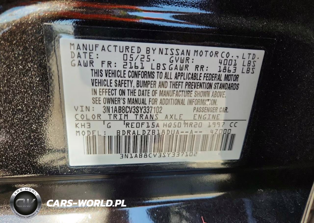 2025 Nissan Sentra Sv VIN:3N1AB8CV3SY337102 - 12