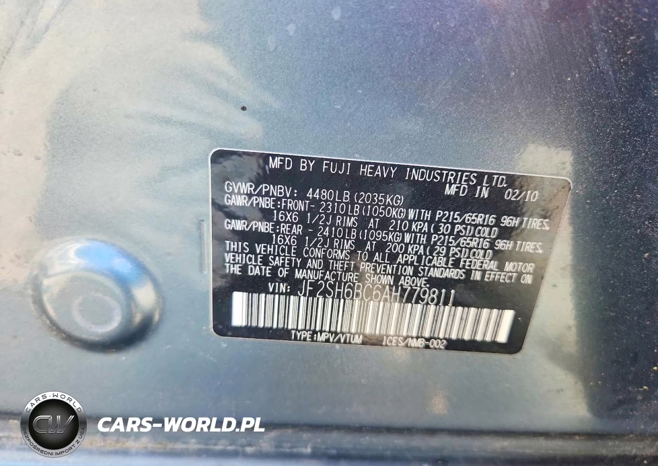 2010 Subaru Forester Xs VIN:JF2SH6BC6AH779811 - 12