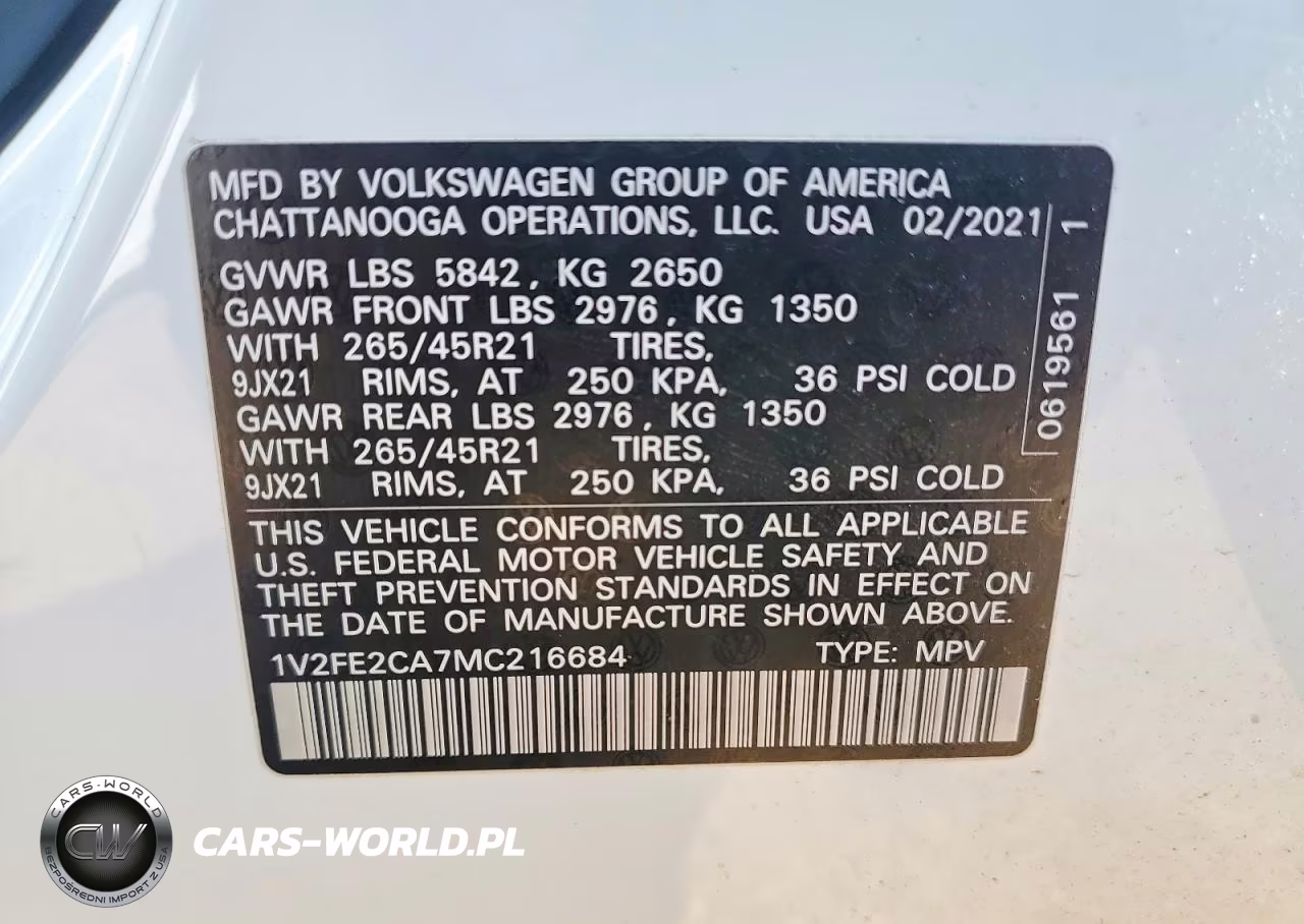 2021 Volkswagen Atlas Cross Sport Sel Premium R-Line VIN:1V2FE2CA7MC216684 - 13