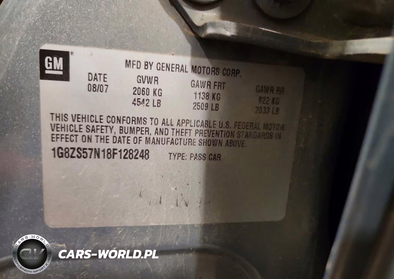2008 Saturn Aura Xe VIN:1G8ZS57N18F128248 - 12