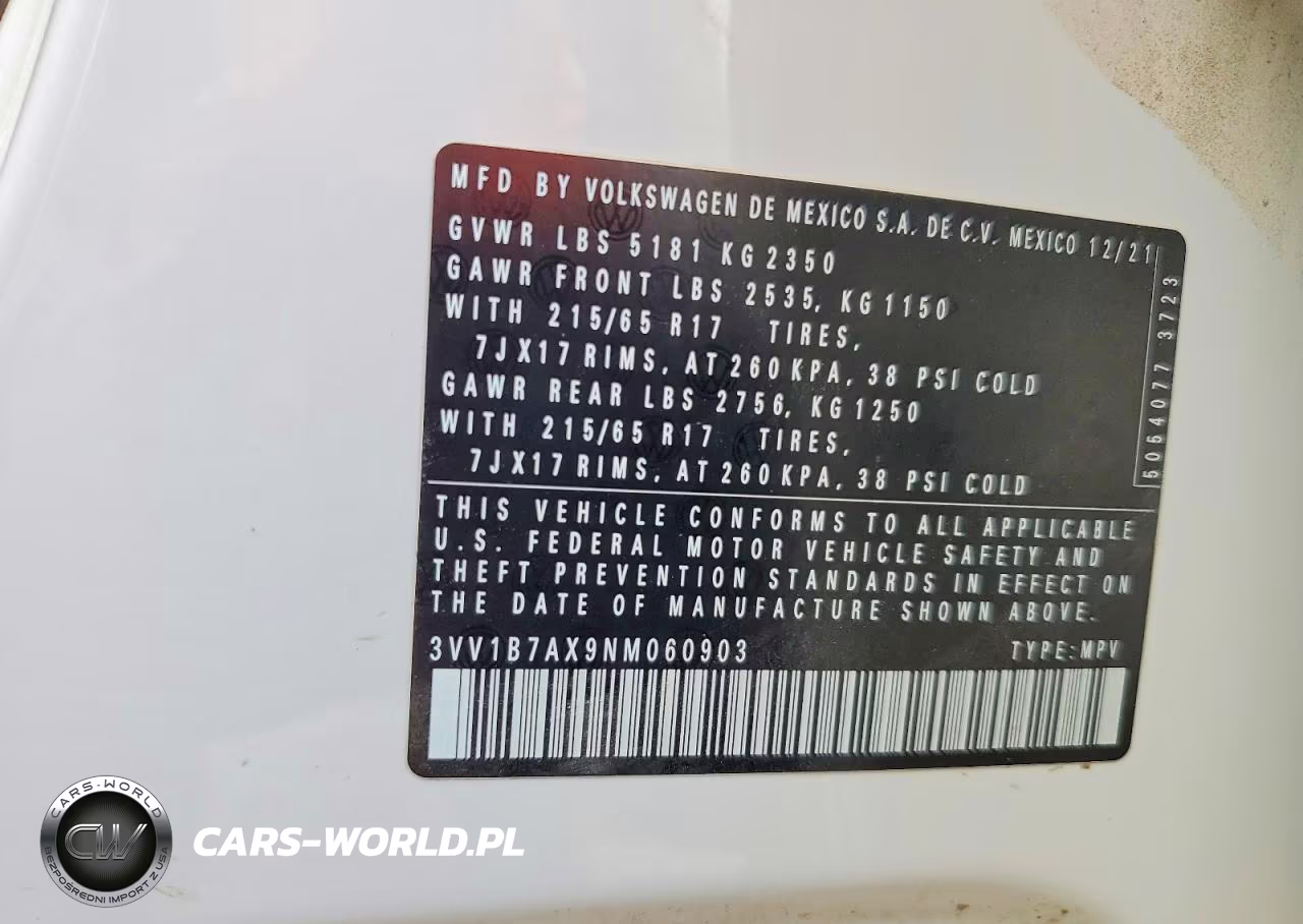 2022 Volkswagen Tiguan S VIN:3VV1B7AX9NM060903 - 13