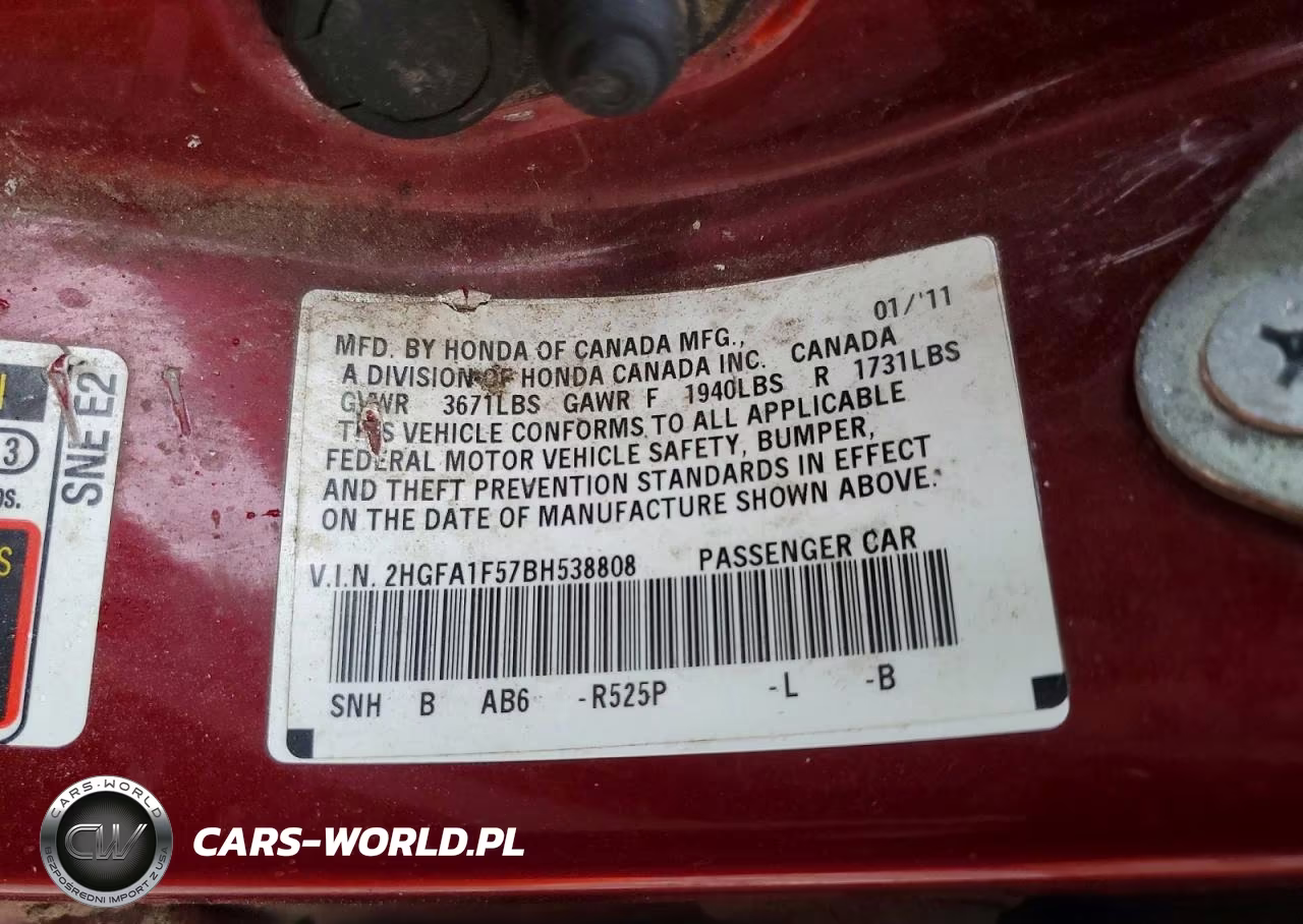 2011 Honda Civic Lx VIN:2HGFA1F57BH538808 - 12