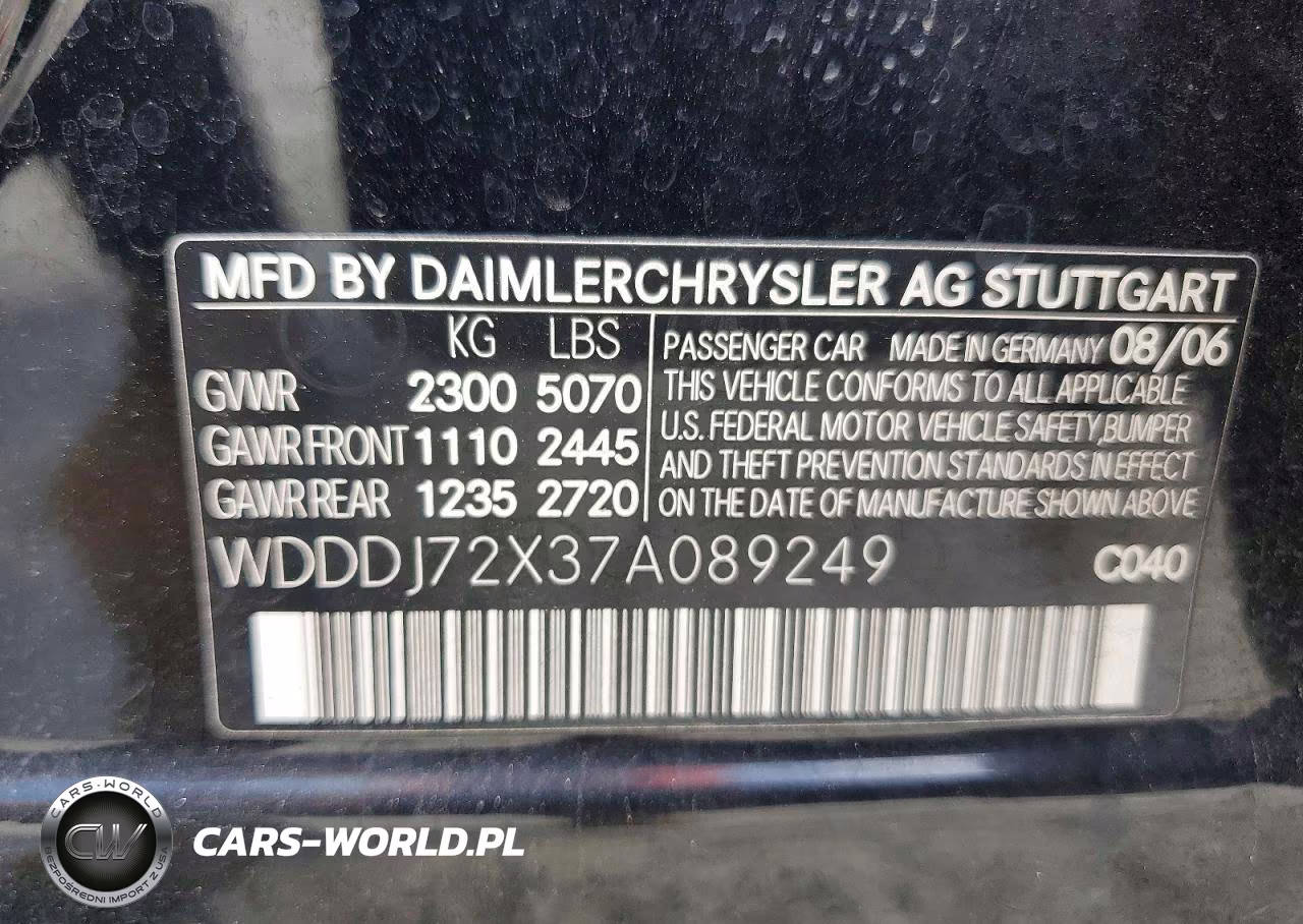 2007 Mercedes-Benz Cls 550 VIN:WDDDJ72X37A089249 - 12