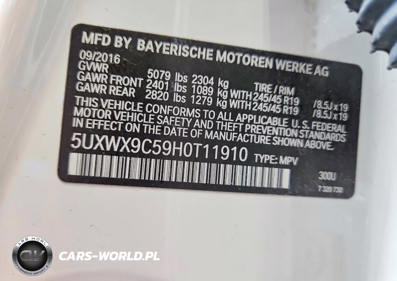 2017 BMW X3 xDrive28I VIN:5UXWX9C59H0T11910 - 13