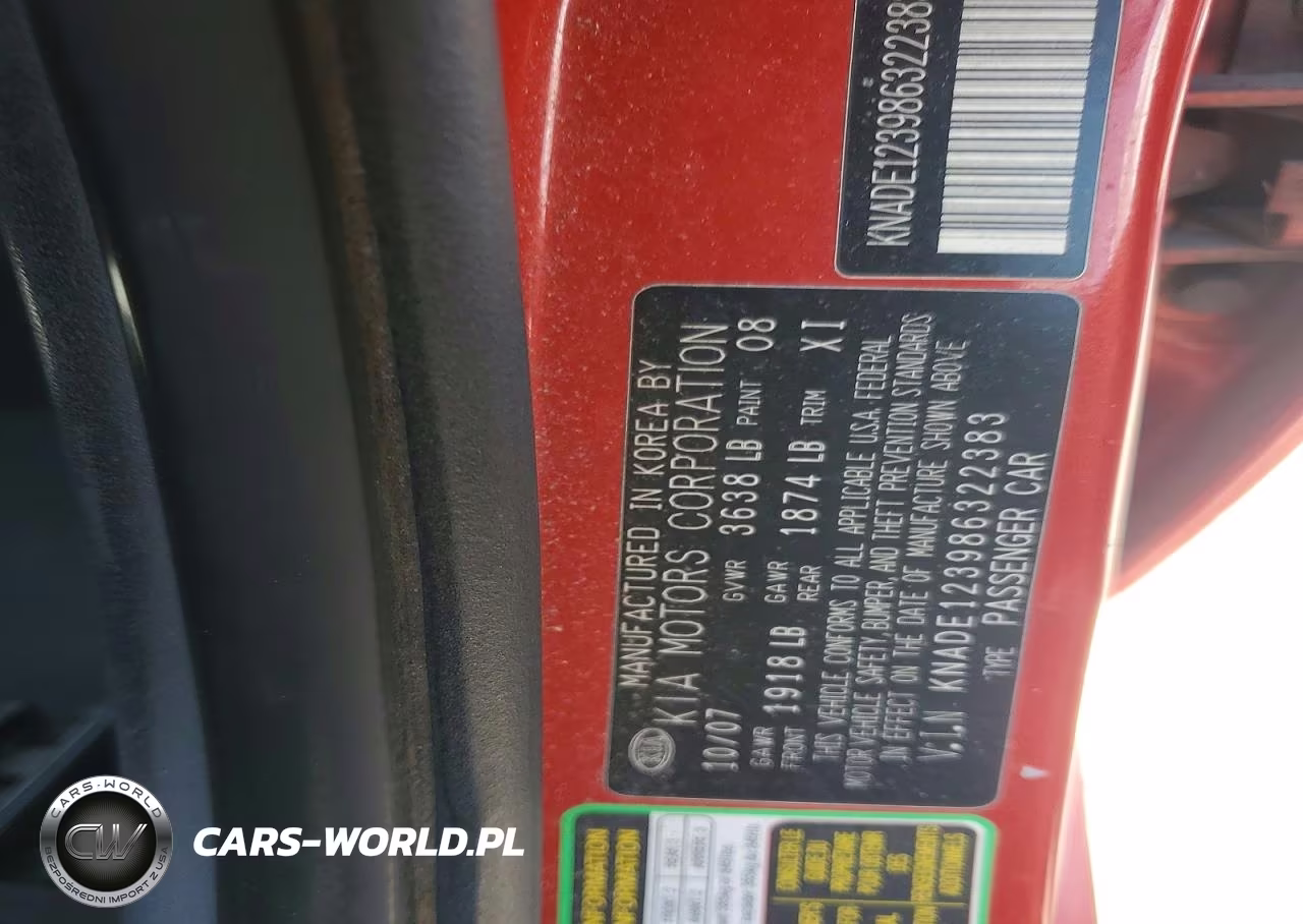 2008 Kia Rio Base VIN:KNADE123986322383 - 12