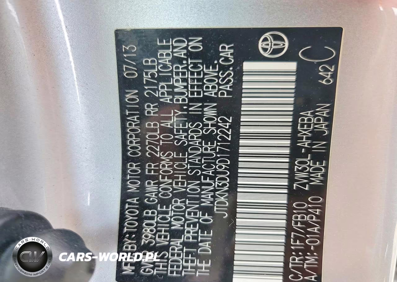 2013 Toyota Prius Two VIN:JTDKN3DU9D1712242 - 12