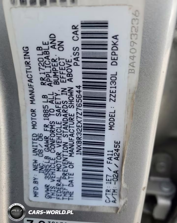 2007 Toyota Corolla Ce VIN:1NXBR32EX7Z765644 - 12