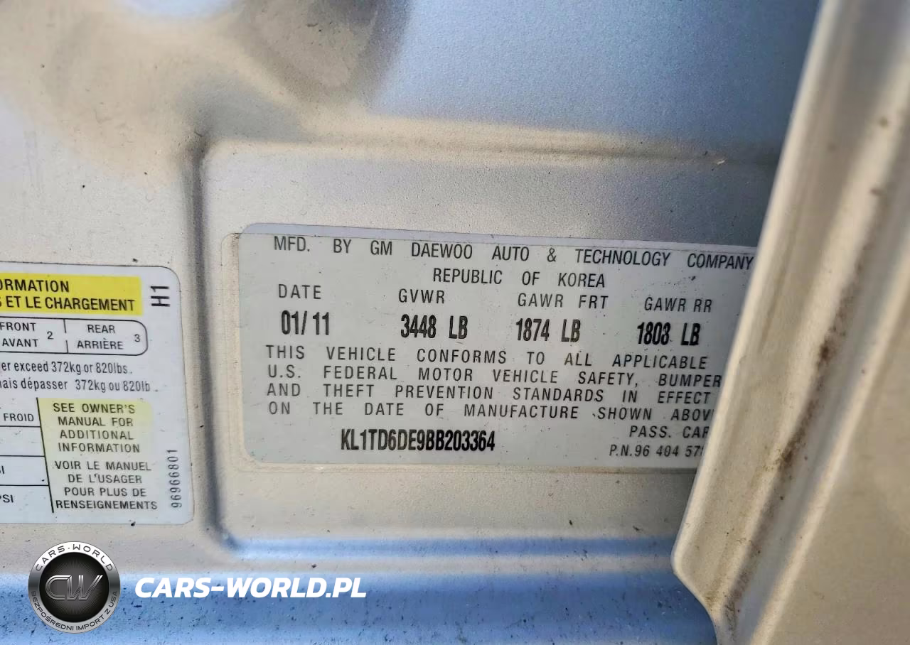 2011 Chevrolet Aveo Ls VIN:KL1TD6DE9BB203364 - 12