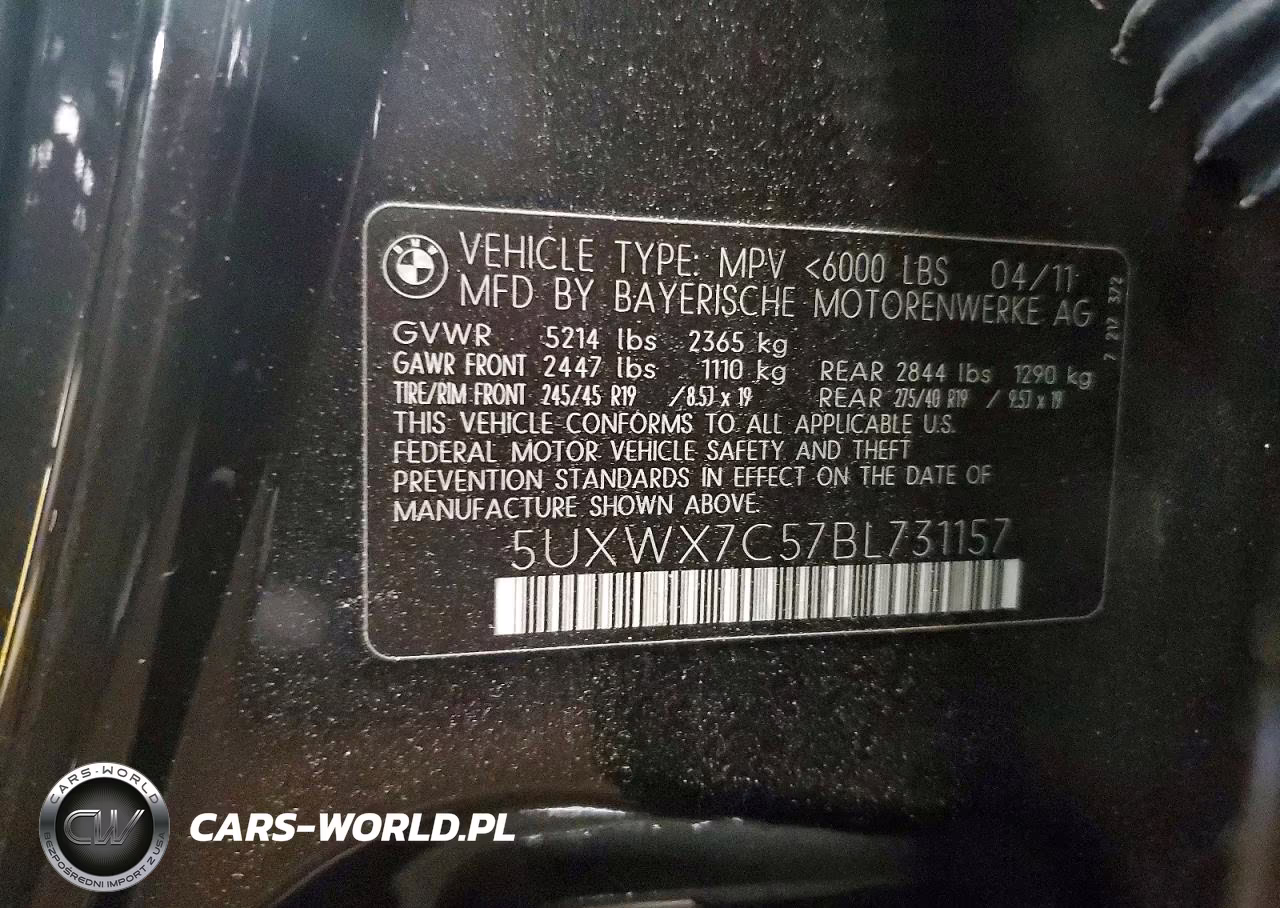 2011 BMW X3 xDrive35I VIN:5UXWX7C57BL731157 - 12